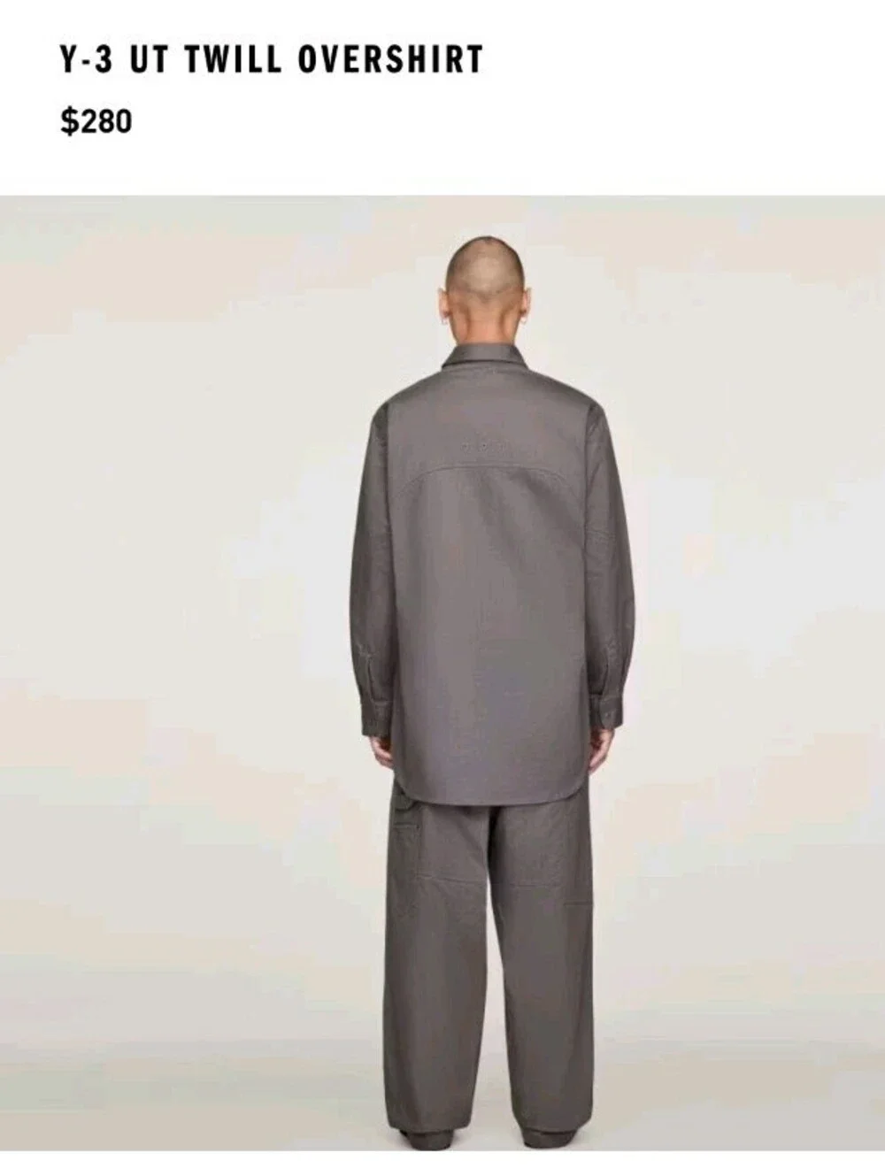 Adidas Y-3 UT Twill Overshirt Utility Style KB2079 Grey Large NWT Yohji Yamamoto
